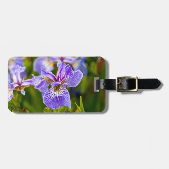 Purple Iris Flower Luggage Suitcase Tag (Front Horizontal)