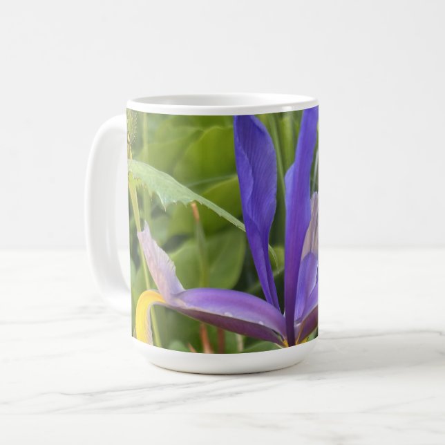 Purple Iris Flower Outdoor Garden Nature Photo Coffee Mug (Front Left)