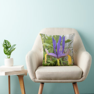 Purple Iris Flower Outdoor Garden Nature Photo Cushion