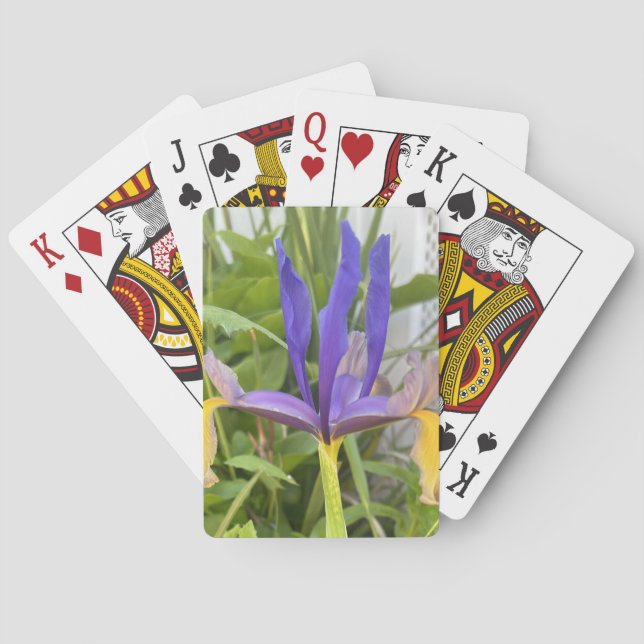 Purple Iris Flower Outdoor Garden Nature Photo Playing Cards (Back)