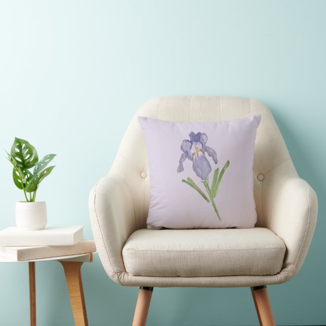 Purple Iris Flower Painting Cushion (Chair)