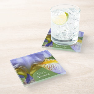 Purple Iris Flower (photo by me) Glass Coaster