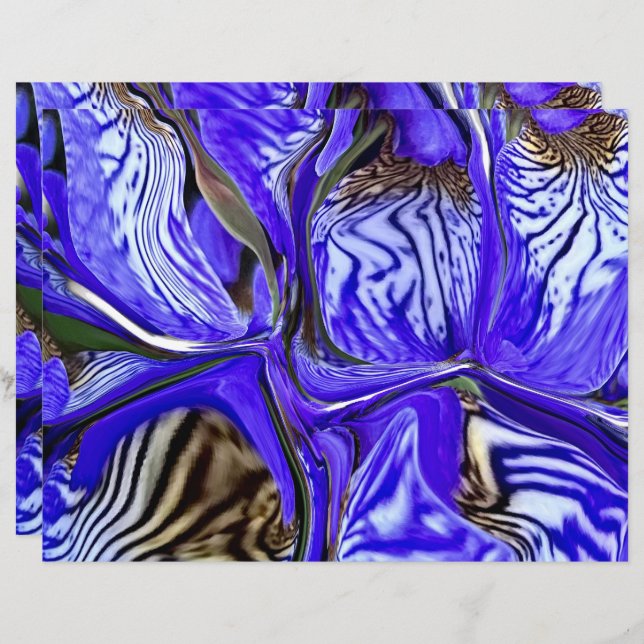 Purple Iris Flower Scrapbook Paper (Front/Back)