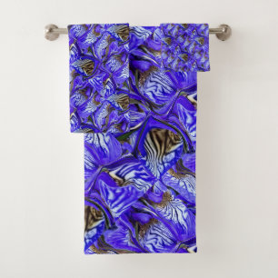 Purple Iris Flower / Slanted / Tiled / Bath Towel Set