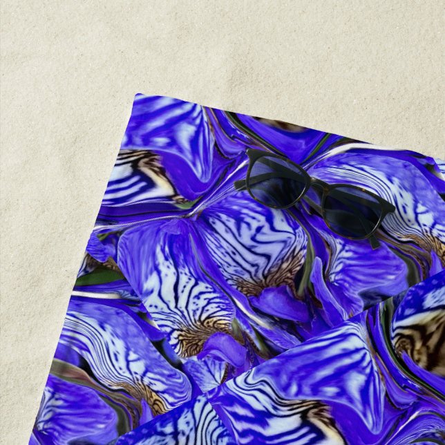 Purple Iris Flower / Slanted / Tiled / Beach Towel (In Situ)