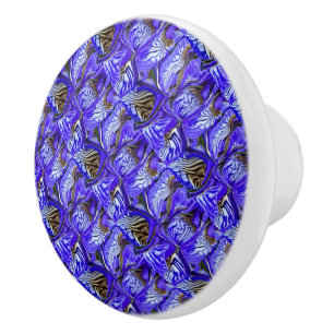 Purple Iris Flower / Slanted / Tiled / Ceramic Knob