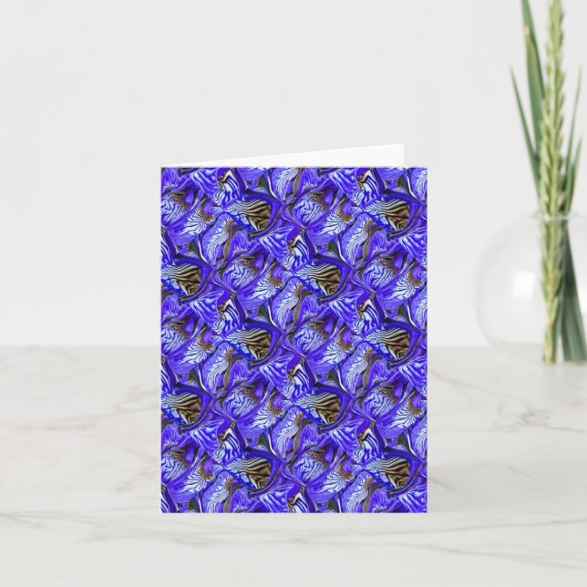 Purple Iris Flower / Slanted / Tiled / Folded Note Card (Front)