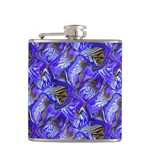 Purple Iris Flower / Slanted / Tiled / Hip Flask