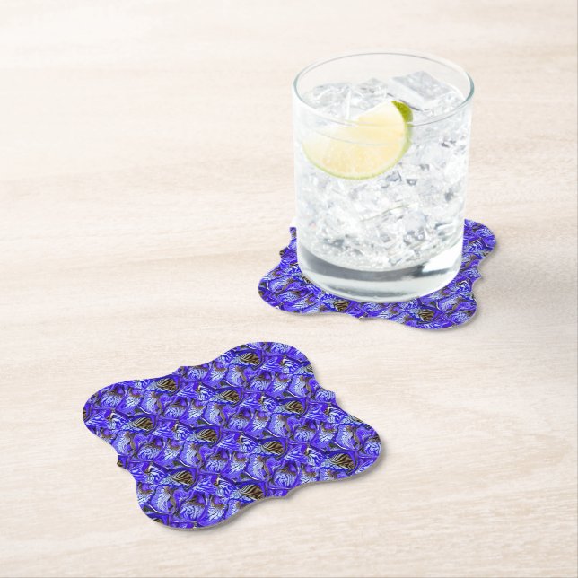 Purple Iris Flower / Slanted / Tiled /  Paper Coaster (Insitu)