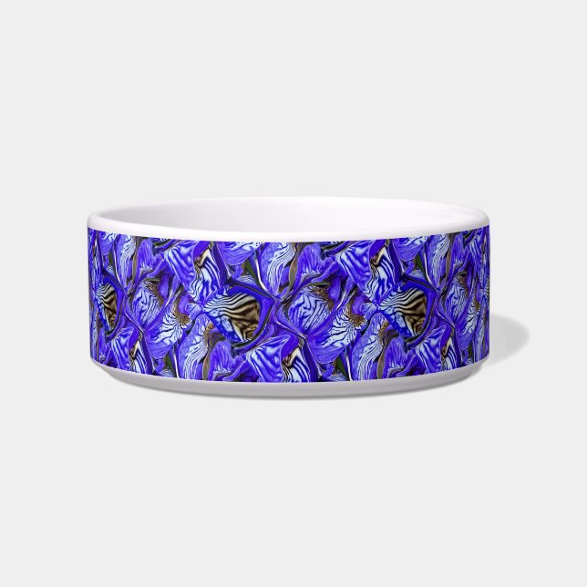 Purple Iris Flower / Slanted / Tiled / Pet  Bowl (Front)