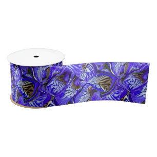 Purple Iris Flower / Slanted / Tiled /  Satin Ribbon