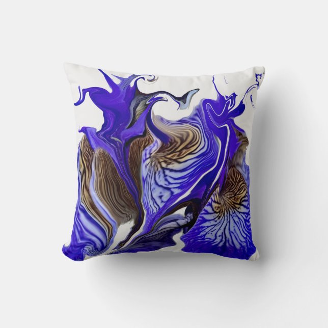 Purple Iris Flower Swirls Cushion (Front)