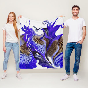 Purple Iris Flower Swirls Fleece Blanket