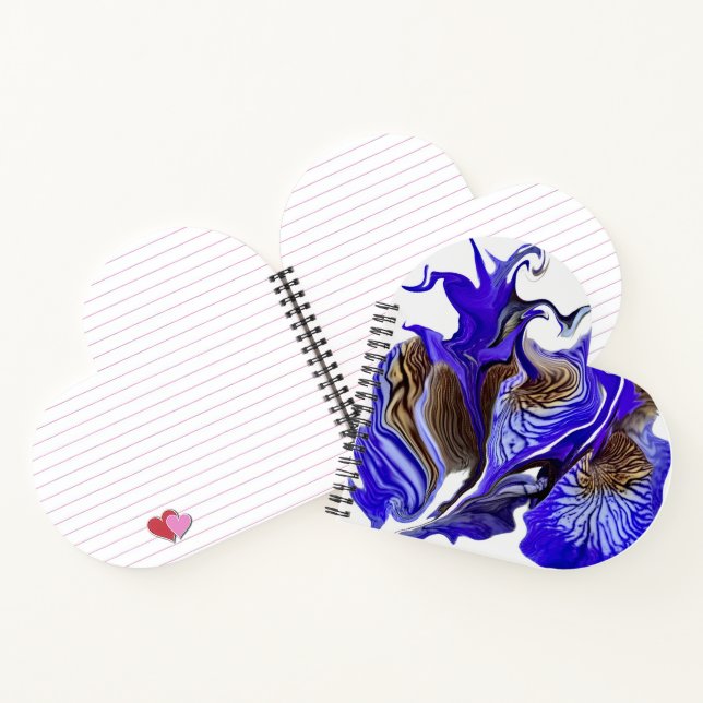 Purple Iris Flower Swirls Heart Notebook (Inside)