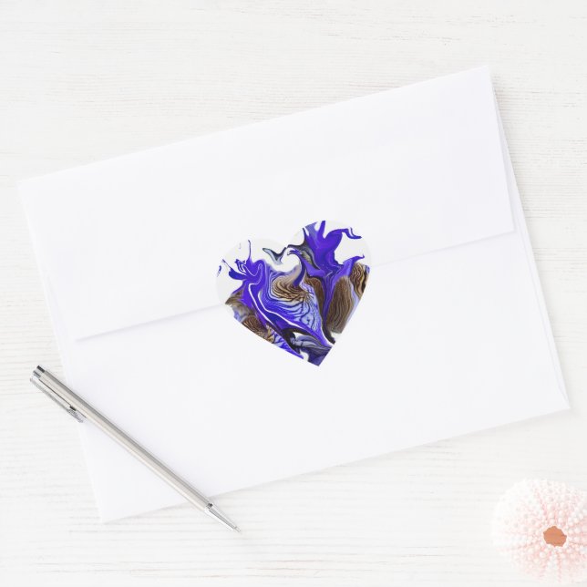 Purple Iris Flower Swirls Heart Sticker (Envelope)