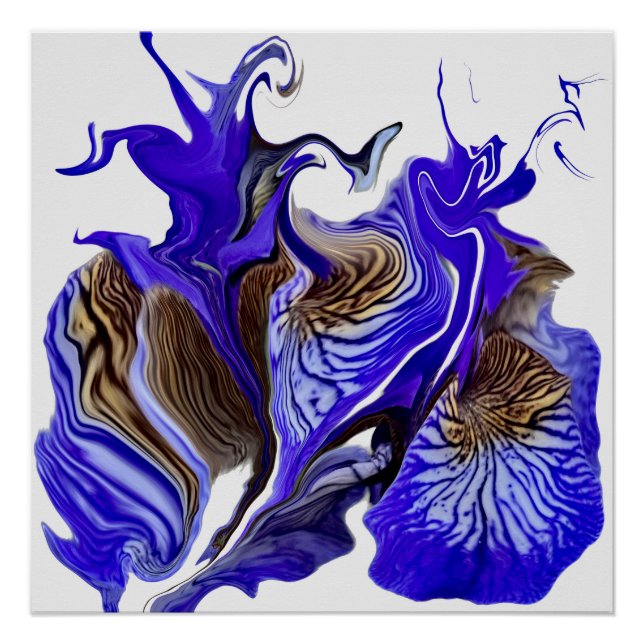 Purple Iris Flower Swirls Poster (Front)