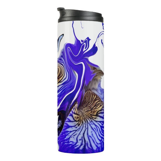 Purple Iris Flower Swirls Thermal Tumbler (Rotated Right)