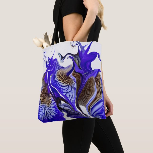 Purple Iris Flower Swirls Tote Bag (Close Up)