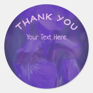 Purple Iris Flower Thank You Personalised Classic Round Sticker