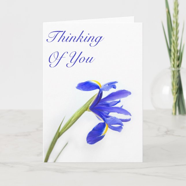 Purple Iris Flower Thinking of  You Card (Front)