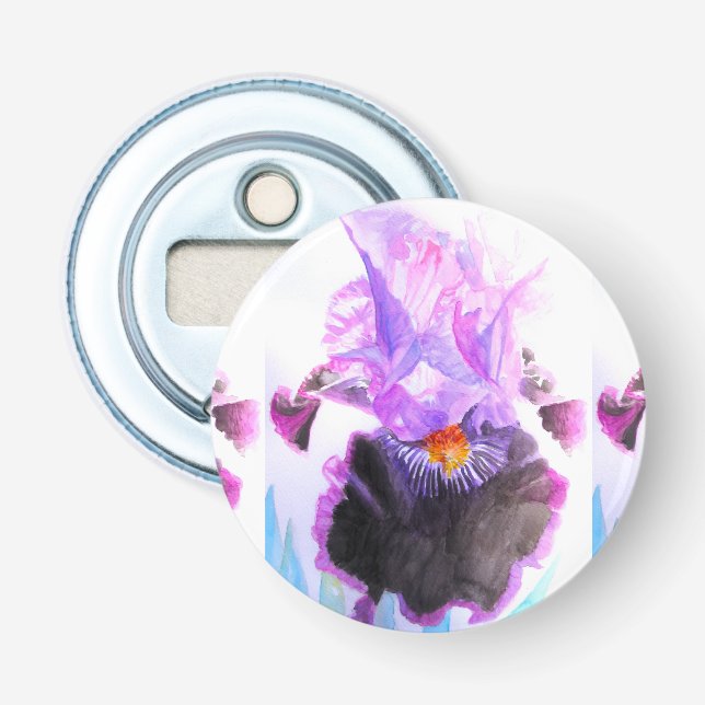 Purple iris Flower Wedding Favour Floral Flower Bottle Opener (Front)