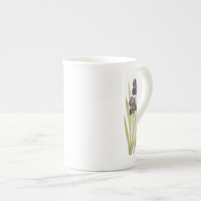 Purple Iris Flowers Bone China Mug (Front Right)