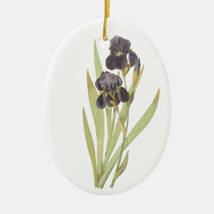 Purple Iris Flowers Ceramic Ornament