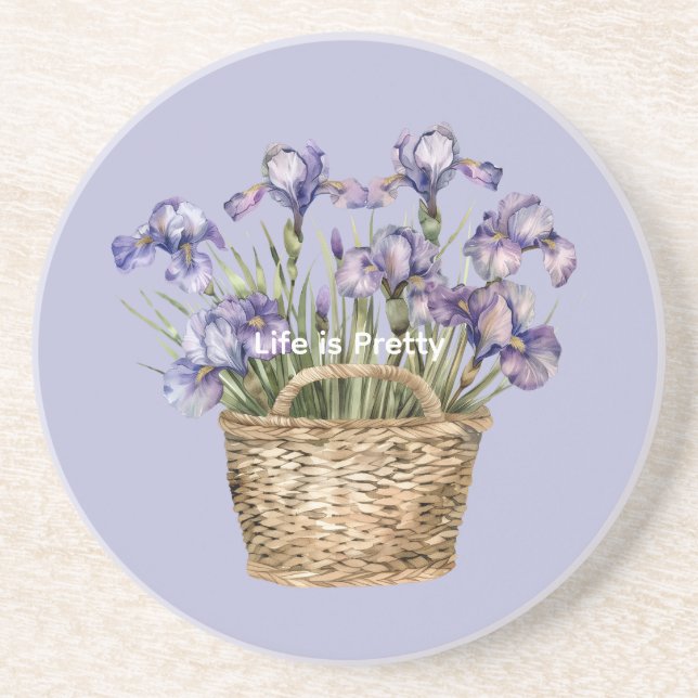 Purple Iris Flowers Coaster (Front)