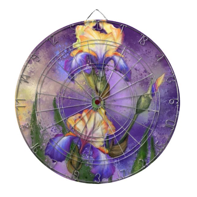 Purple Iris Flowers Dart Board Irises (Front)