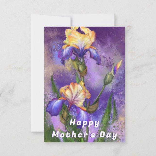 Purple Iris Flowers Mother's Day Card (Front)