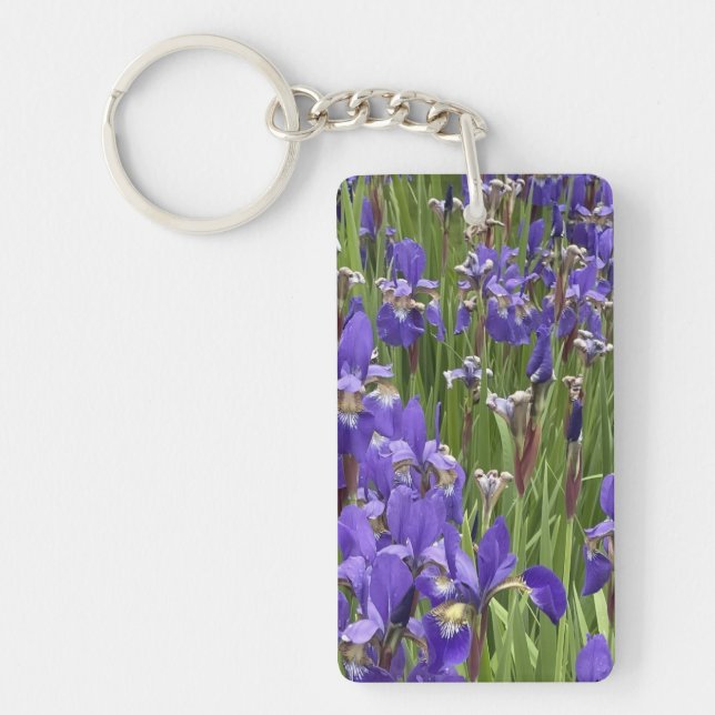 Purple Iris Flowers Nature Plants Photography Key Ring (Front)