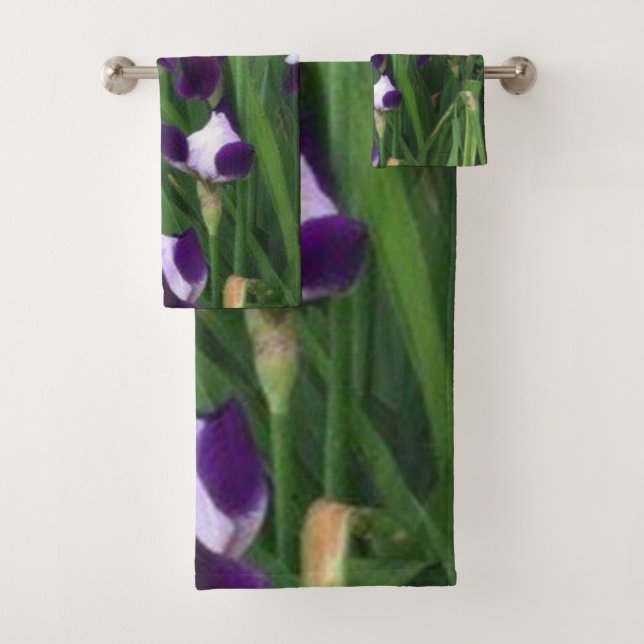 Purple Iris Garden Bath Towel Set (Insitu)