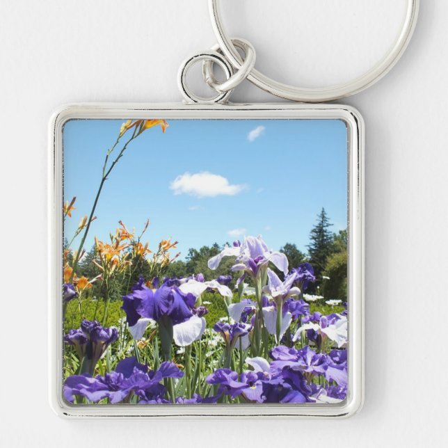Purple Iris Garden Key Ring (Front)