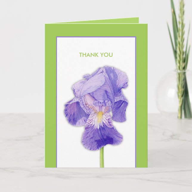 Purple Iris green Thank You Card (Front)