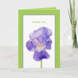 Purple Iris green Thank You Card