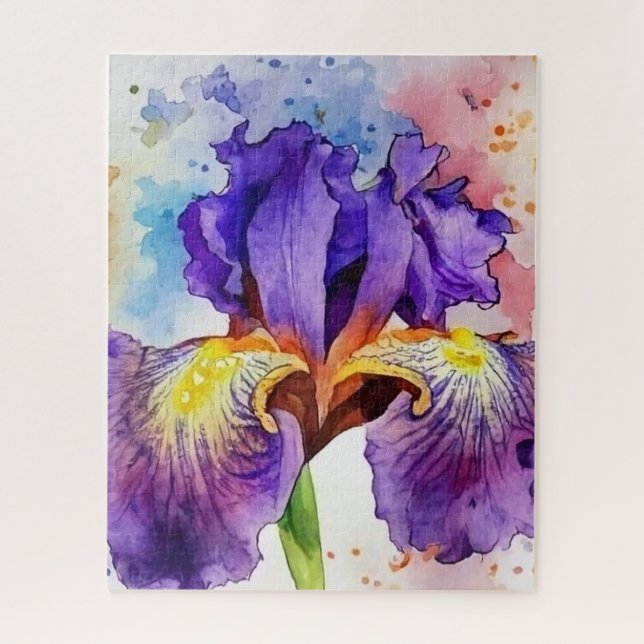 Purple Iris in Watercolor Jigsaw Puzzle (Vertical)