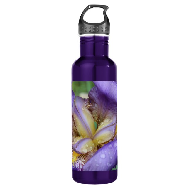 Purple Iris (Iris Germanica) 710 Ml Water Bottle (Front)