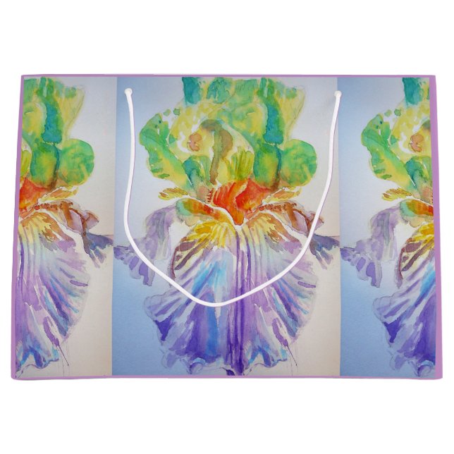 Purple Iris Irises Floral Watercolor Gift Bag (Front)