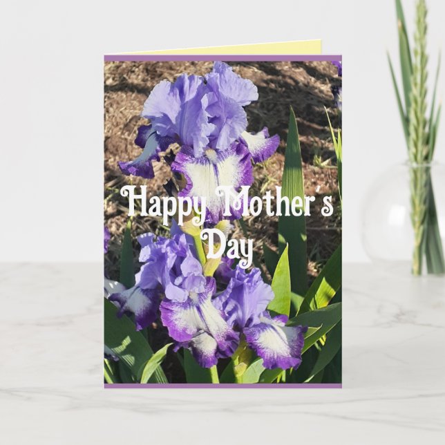 Purple Iris Irises Flower floral Mothers Day Card (Front)