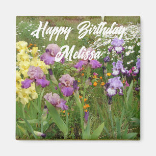 Purple Iris Irises Garden flower floral Birthday Magnet