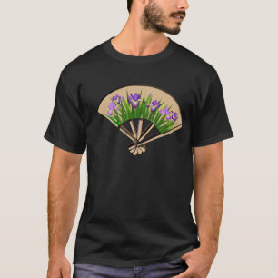 Purple Iris Japanese Fan Design Shirt