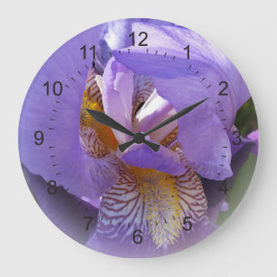 purple iris large clock
