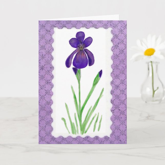 Purple Iris Large Font Mother's Day Card (Small Plant)
