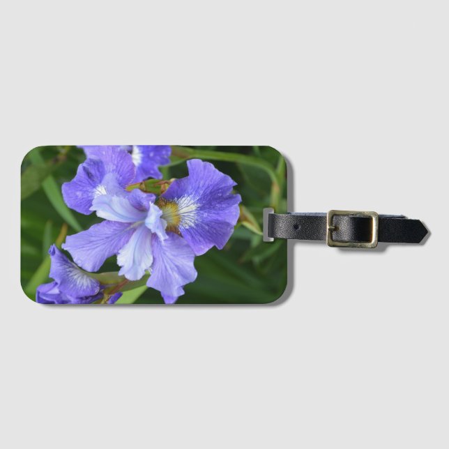 Purple iris luggage tag (Front Horizontal)