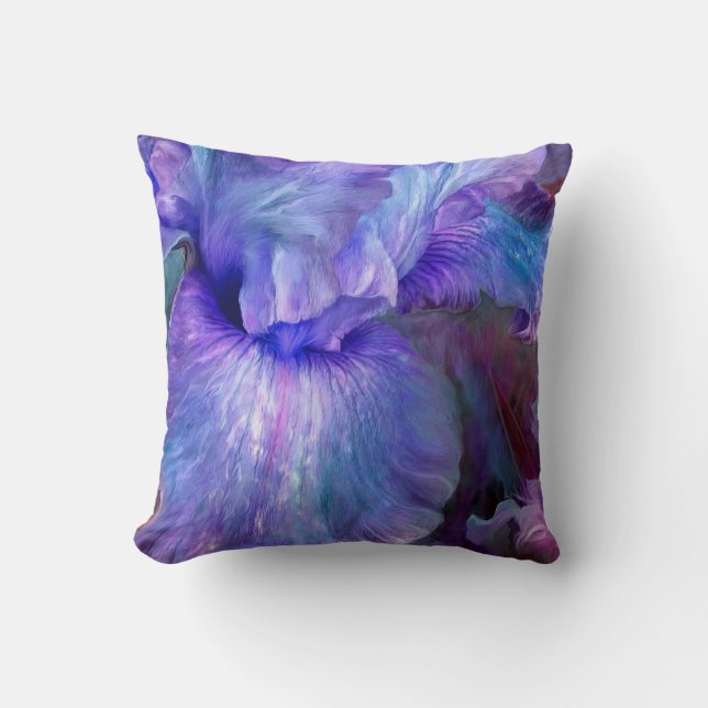 Purple Iris Moods Art Decorator Pillow (Front)