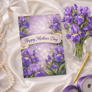 Purple Iris Mother’s Day Greeting Design Holiday Card