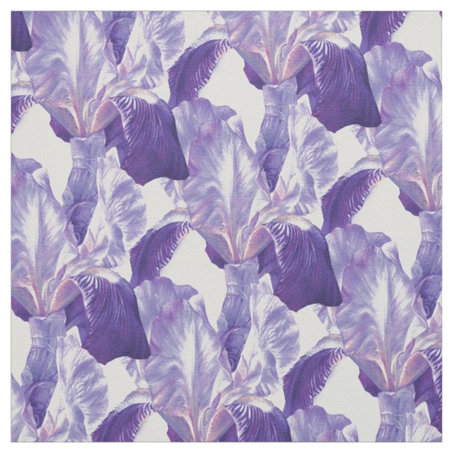 Purple Iris painting botanical art pattern Fabric (Swatch)