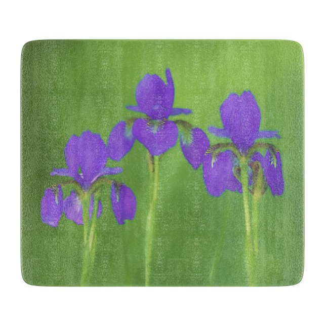 Purple Iris Painting - Original Flower Art Cutting Board (Front)