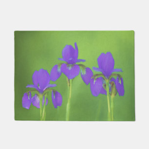 Purple Iris Painting - Original Flower Art Doormat