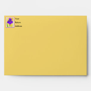 Purple Iris Painting - Original Flower Art Envelope